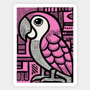 Geometric Pink Parrot Art for Tropical Kids Room Decor Sticker